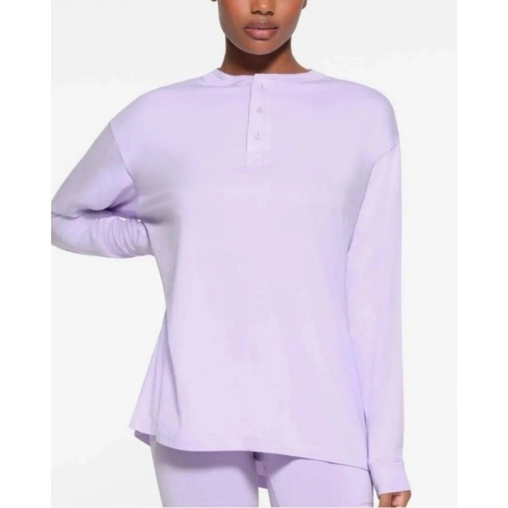 SKIMS Boyfriend Lily Lavendsr Long Sleeve Henley